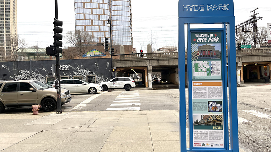Choose Chicago Wayfinding Kiosk on 53rd St.